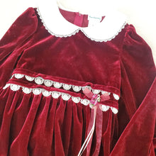 Load image into Gallery viewer, Vintage Maroon Velvet Dress kids 10
