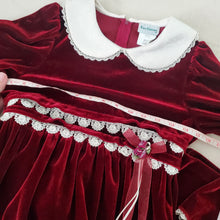 Load image into Gallery viewer, Vintage Maroon Velvet Dress kids 10
