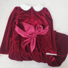 Load image into Gallery viewer, Vintage Maroon Velvet Dress kids 10
