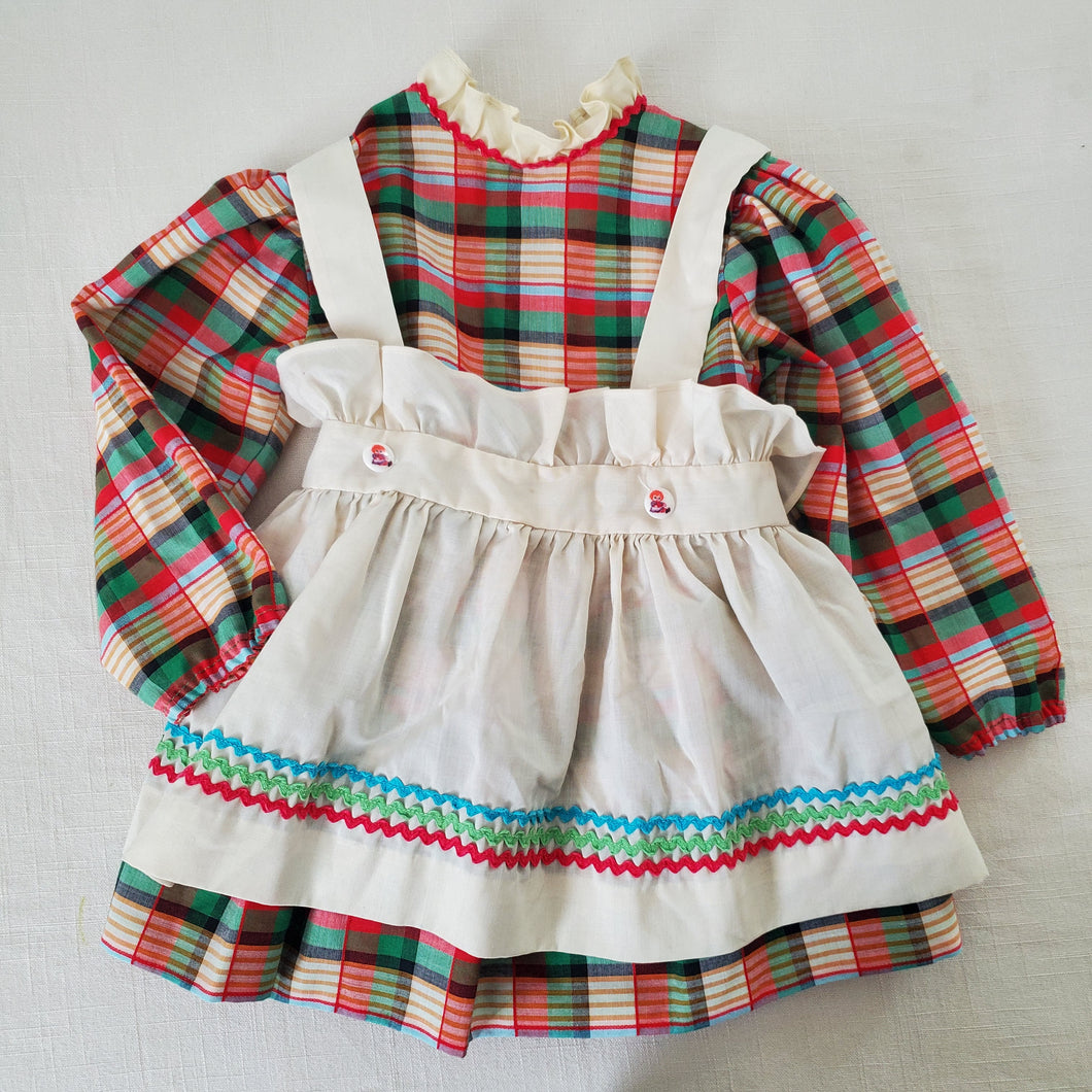 Vintage Plaid Apron Dress Set 2t