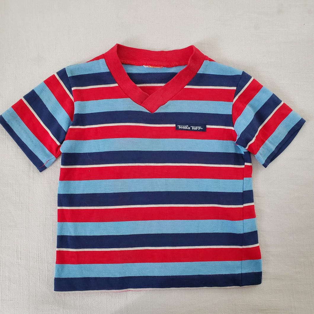 Vintage 80s Blue/Red Striped Tee 3t