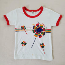 Load image into Gallery viewer, Vintage 80s Pinwheel Ringer Tee 3t
