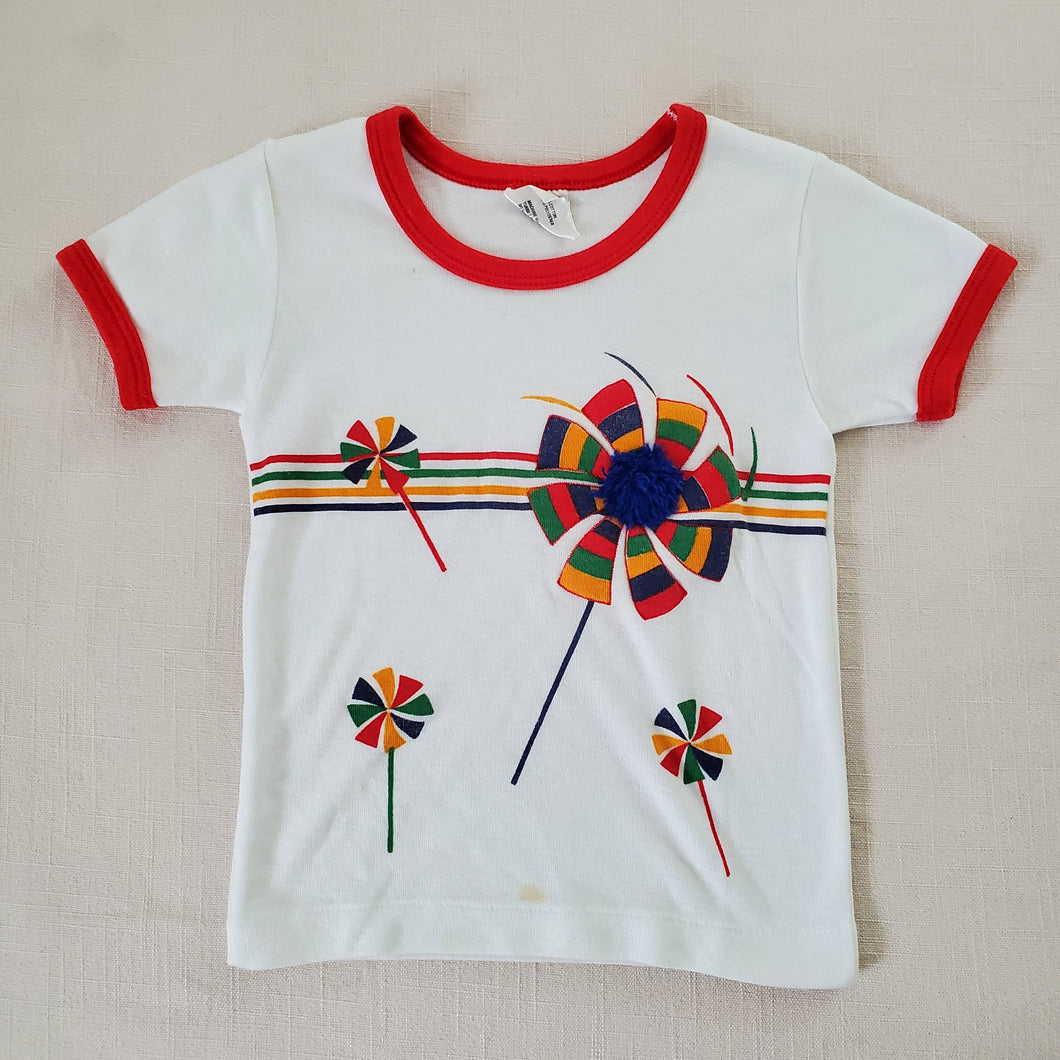 Vintage 80s Pinwheel Ringer Tee 3t