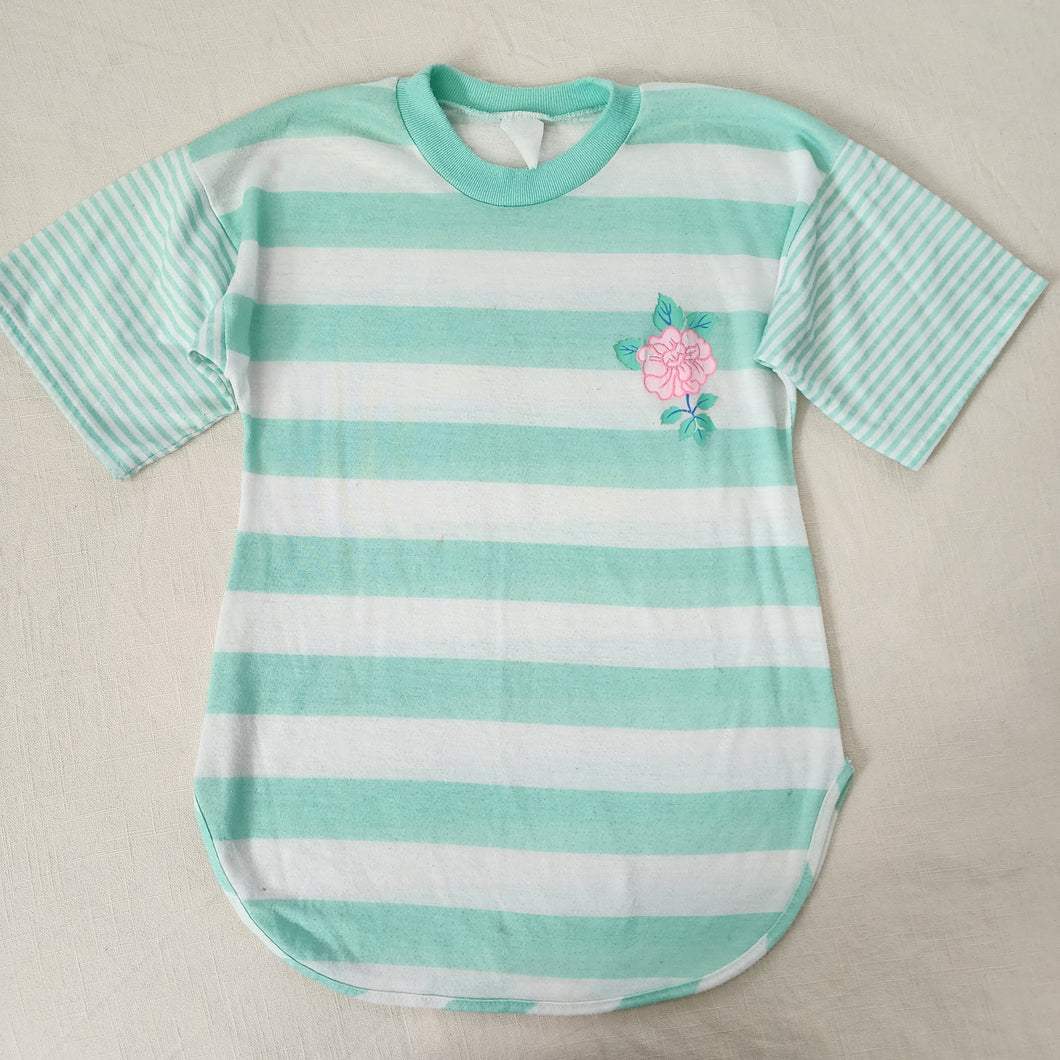 Vintage Striped Rose Tunic Shirt kids 7/8