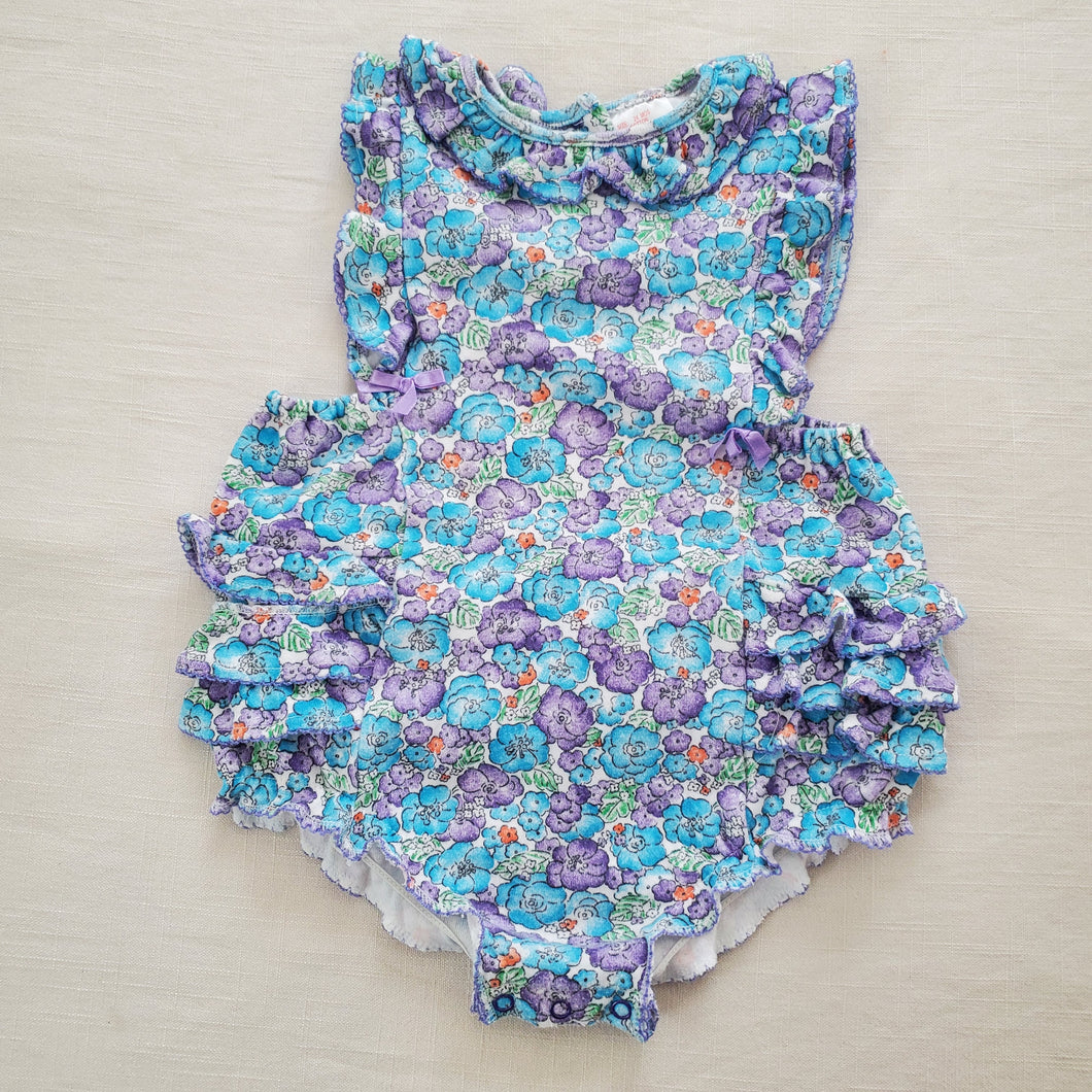 Vintage Floral Ruffle Bum Romper 24 months *flaw