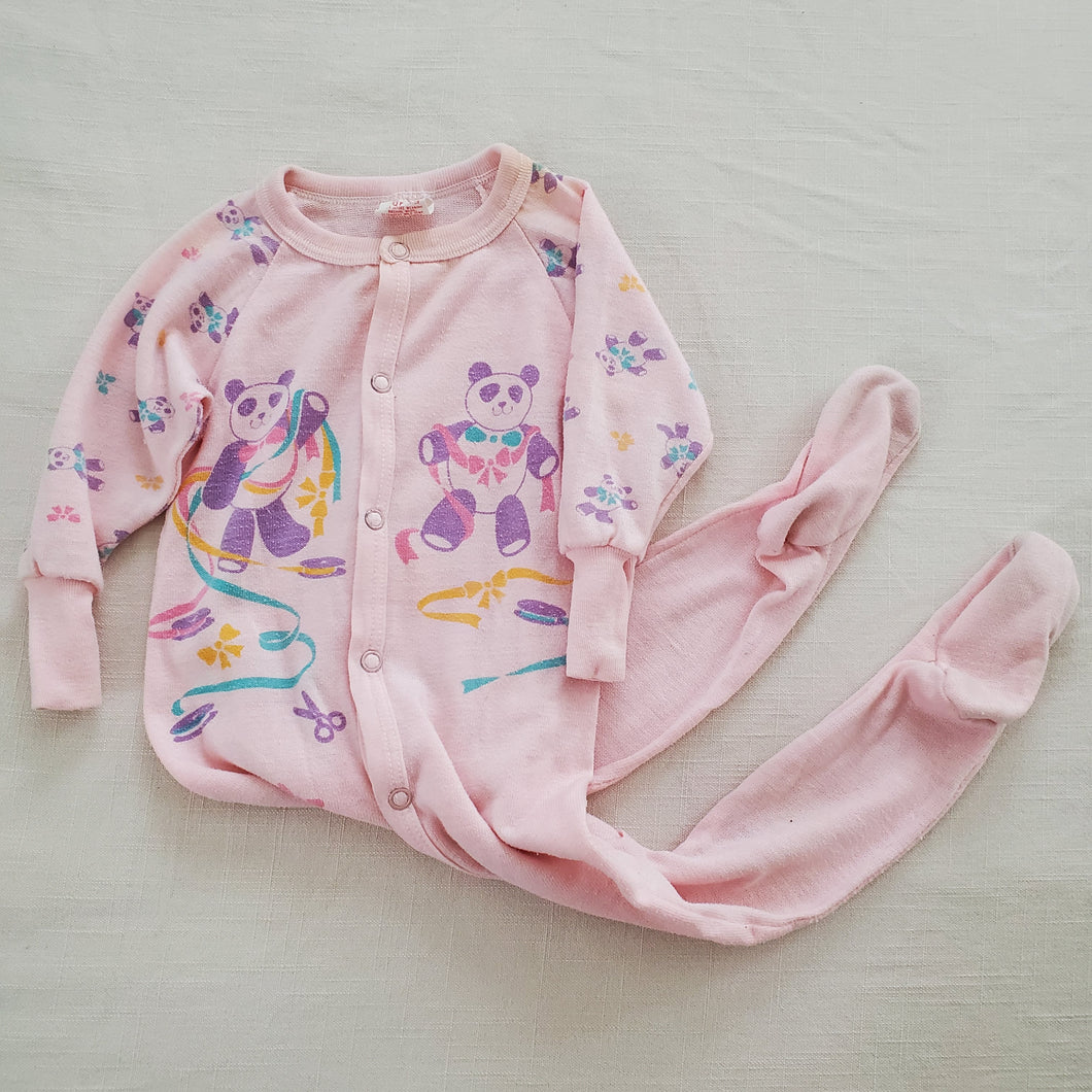 Vintage Panda Pink Footed PJs 18 months