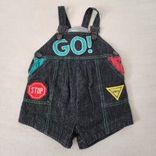 Load image into Gallery viewer, Vintage Stoplight Black Denim Shortalls 12 months
