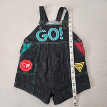 Load image into Gallery viewer, Vintage Stoplight Black Denim Shortalls 12 months
