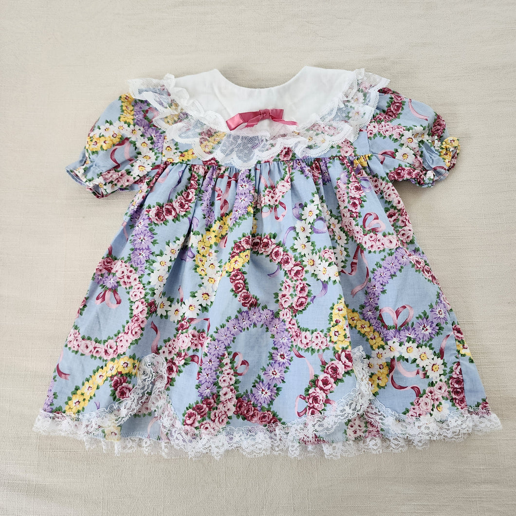 Vintage Frilly Floral Dress 12 months