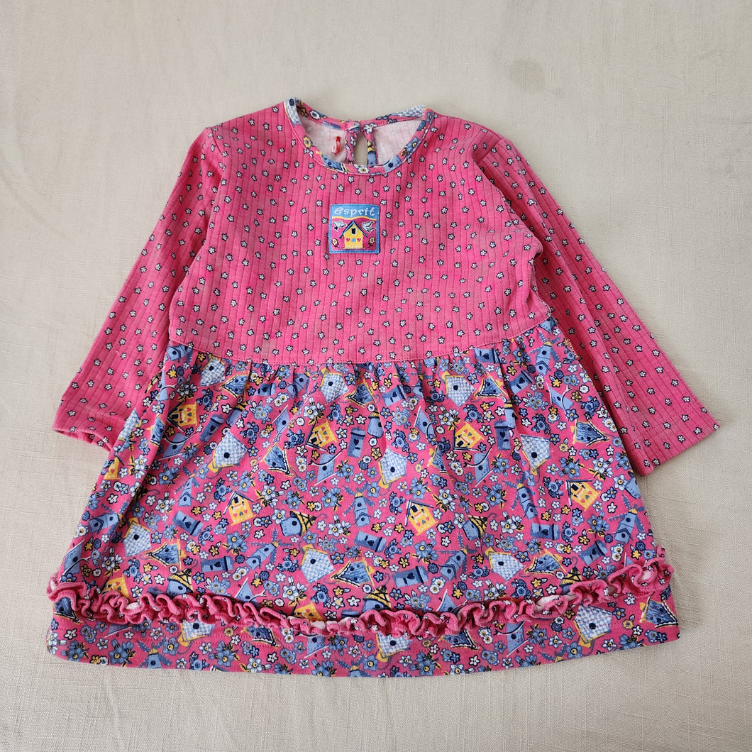 Vintage Birdhouse Floral Long Sleeve Dress 2t