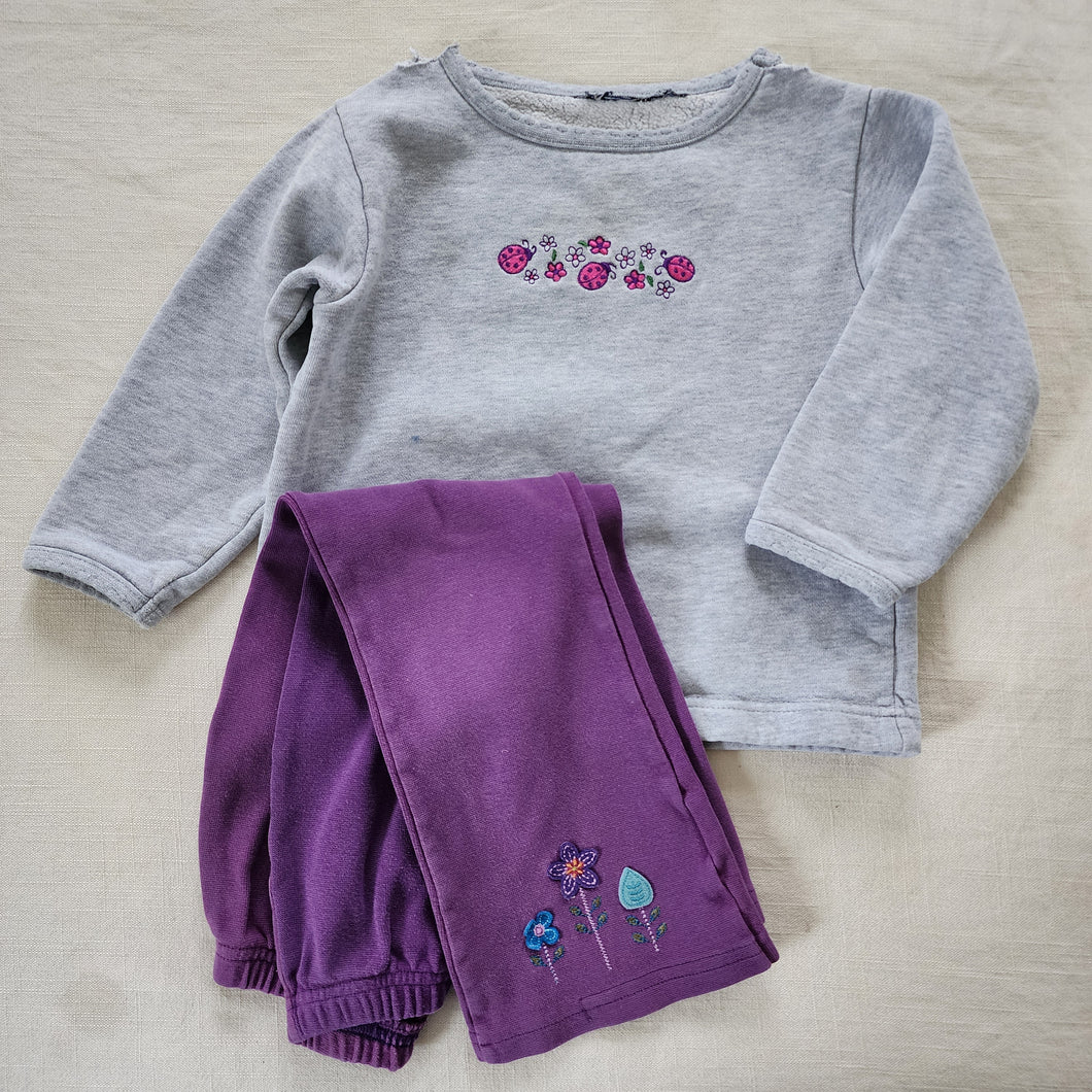 Y2k Ladybug Sweater + Floral Pants Set 4t *flaw