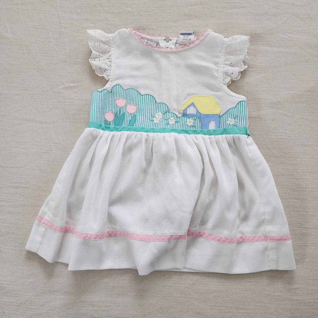 Vintage House Landscape Applique Dress 18-24 months