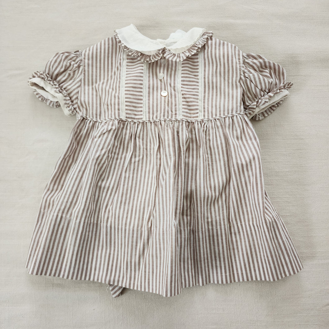 Vintage 50s/60s Brown Striped Dress 6-12 months