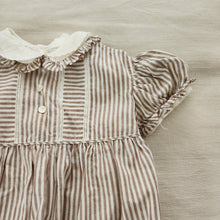 Load image into Gallery viewer, Vintage 50s/60s Brown Striped Dress 6-12 months
