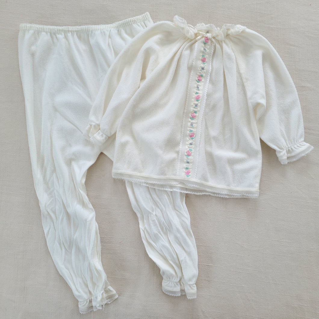 Vintage 60s White Girly Pajamas Set 3-6 months