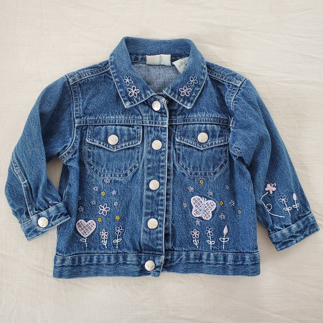 Vintage Y2k Butterfly Floral Jean Jacket 18 months