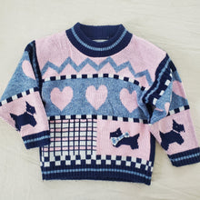 Load image into Gallery viewer, Vintage Scotty + Heart Pattern Knit Sweater 3t
