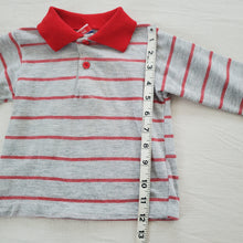Load image into Gallery viewer, Vintage Gray/Red Striped Long Sleeve 2t
