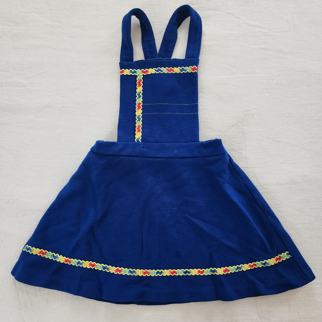 Vintage 70s Her Majesty Blue Pinafore Dress 4t-6 *flaw