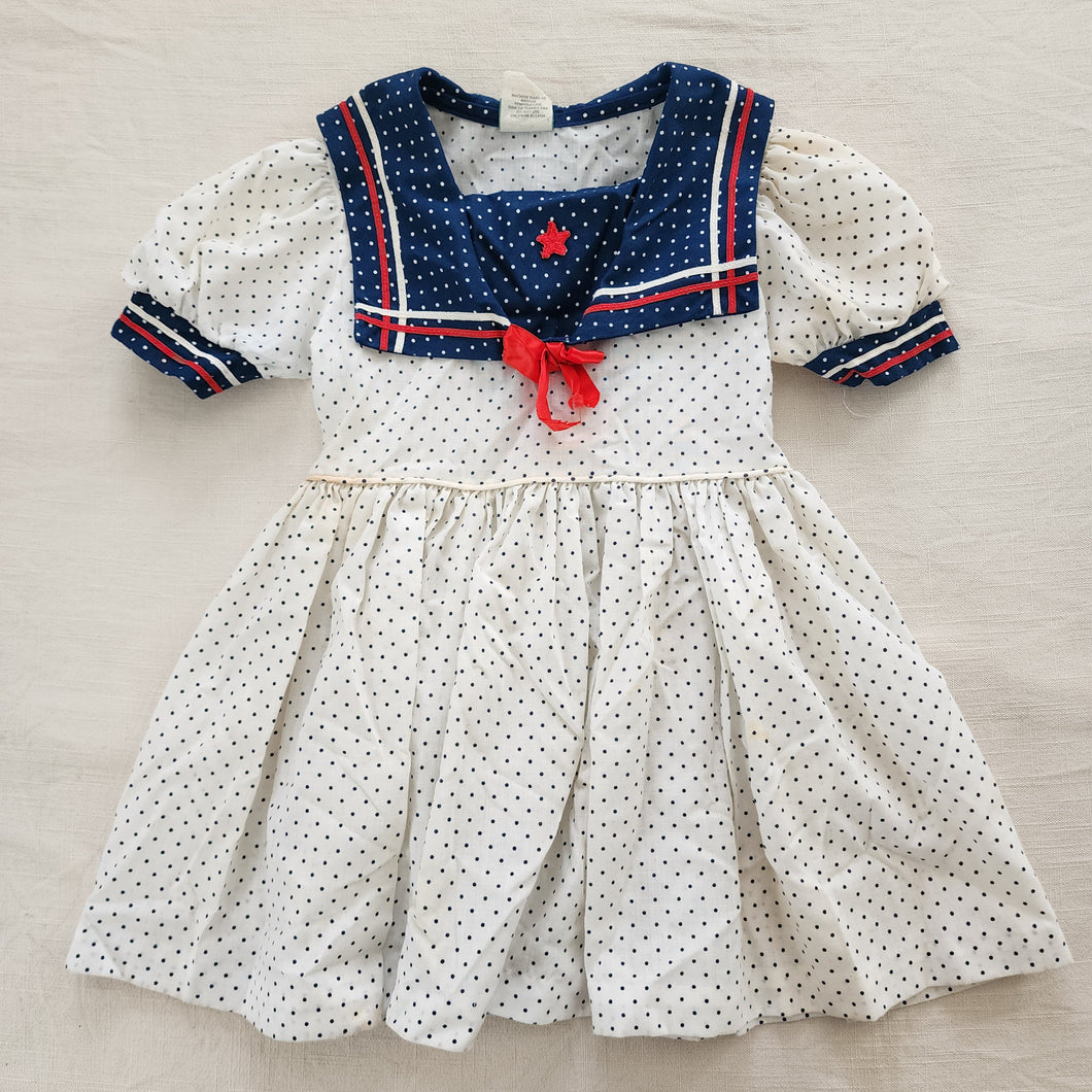 Vintage Sailor Dotted Dress 4t *flaw