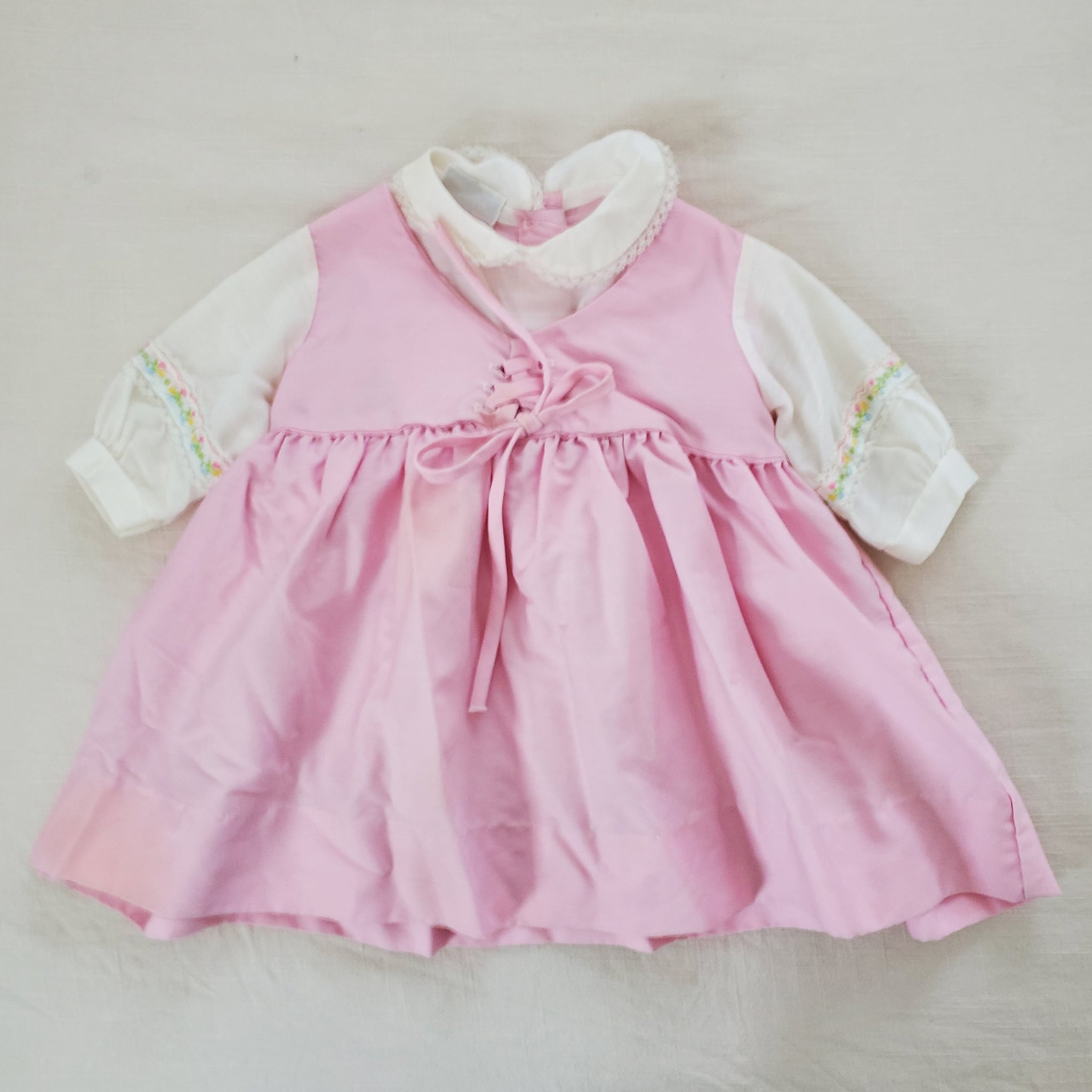 Vintage 70s Pink Corset Dress 6-9 months  Nostalgic Baby Vintage