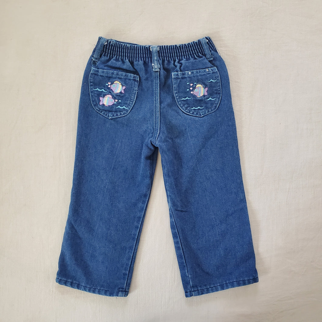 Vintage Fish Embroidered Jeans 2t/3t