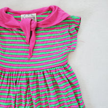 Load image into Gallery viewer, Vintage Pink + Green Striped Dress 4t
