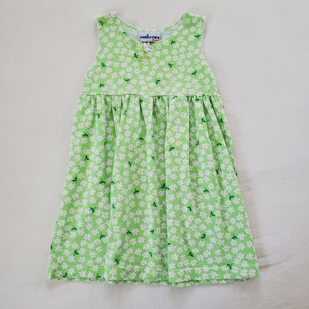 Vintage Green Daisy Sleeveless Dress 4t