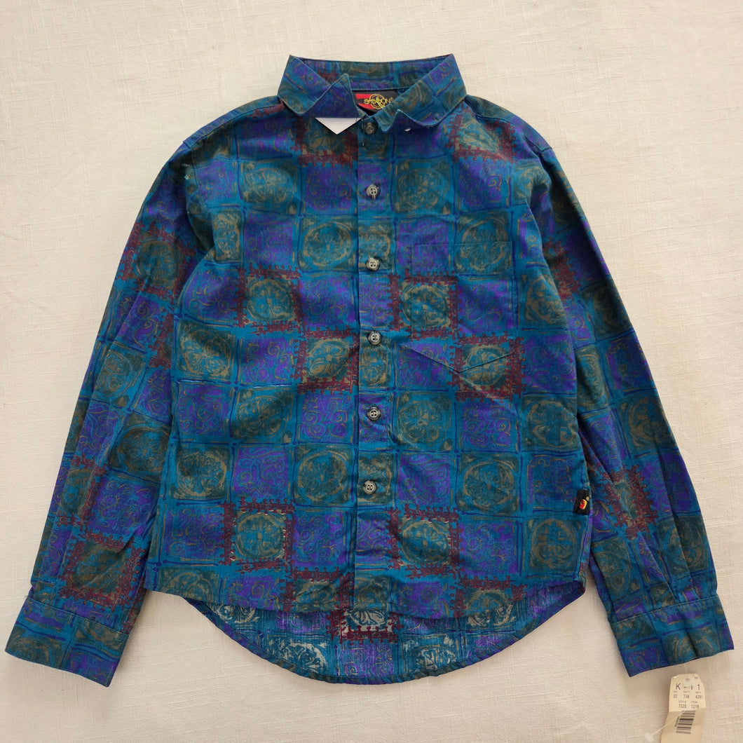 Vintage Pattern Buttondown Shirt kids 6/7 *flaw