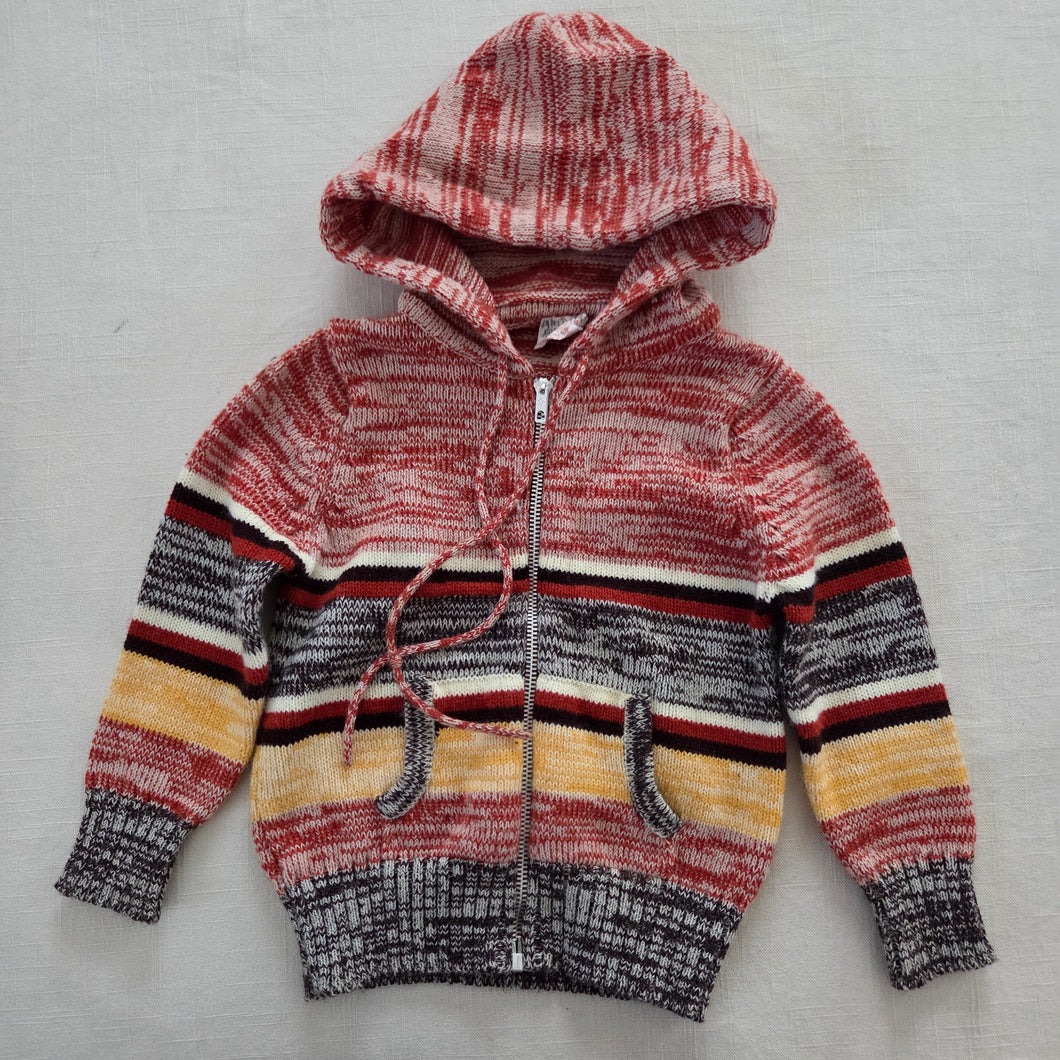 Vintage Striped Zip-up Knit Sweater 4t