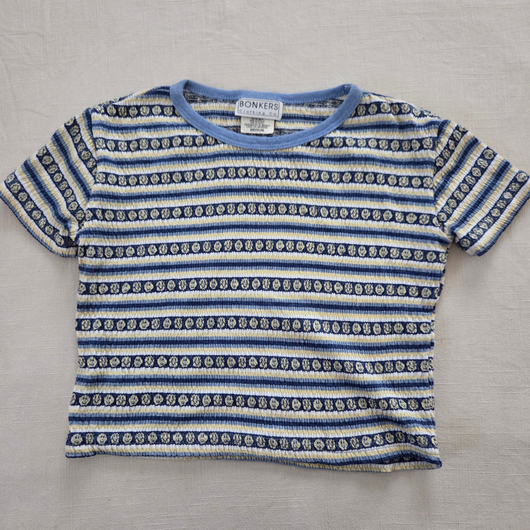 Vintage Smiley Face Striped Fitted Top 5t-8