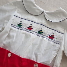 Load image into Gallery viewer, Vintage Ships Smocked Romper 3t
