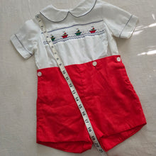 Load image into Gallery viewer, Vintage Ships Smocked Romper 3t
