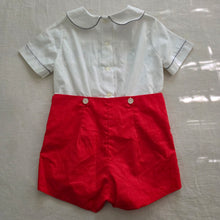 Load image into Gallery viewer, Vintage Ships Smocked Romper 3t
