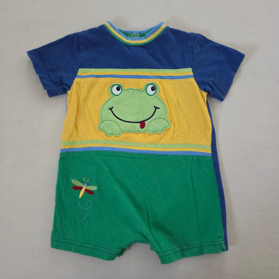 Vintage Frog + Dragon Flies Color Block Romper 12 months