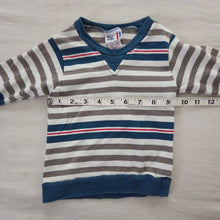 Load image into Gallery viewer, Vintage Gray/Blue Striped Long Sleeve 2t
