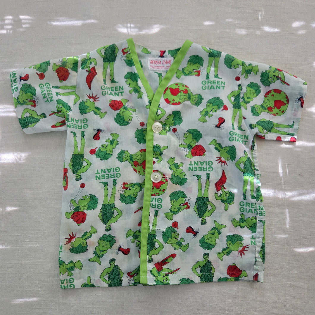 Vintage Green Giant PJ Buttondown Shirt 4t *missing button