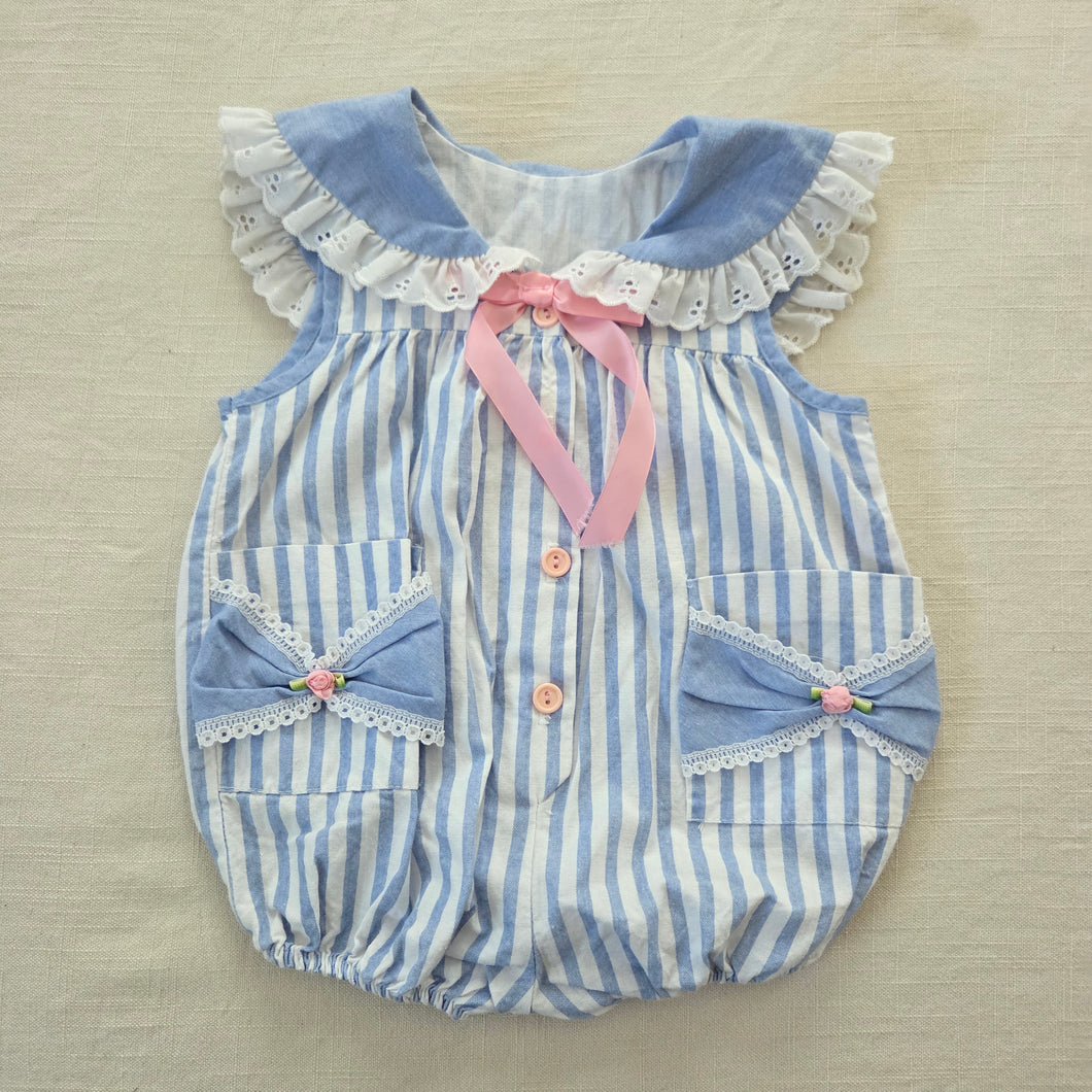 Vintage Girly Striped Romper 9 months