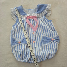 Load image into Gallery viewer, Vintage Girly Striped Romper 9 months
