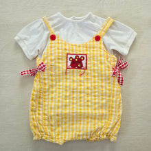 Load image into Gallery viewer, Vintage Mouse Yellow Gingham Romper 24 months
