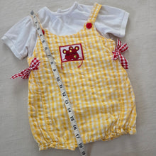 Load image into Gallery viewer, Vintage Mouse Yellow Gingham Romper 24 months
