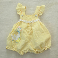 Load image into Gallery viewer, Vintage Swan &amp; Baby Seersucker Romper 3-6 months
