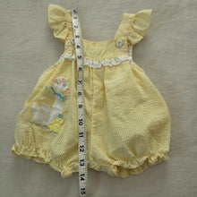 Load image into Gallery viewer, Vintage Swan &amp; Baby Seersucker Romper 3-6 months

