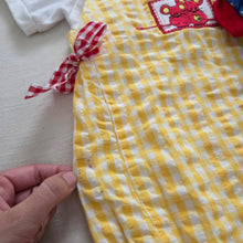 Load image into Gallery viewer, Vintage Mouse Yellow Gingham Romper 24 months
