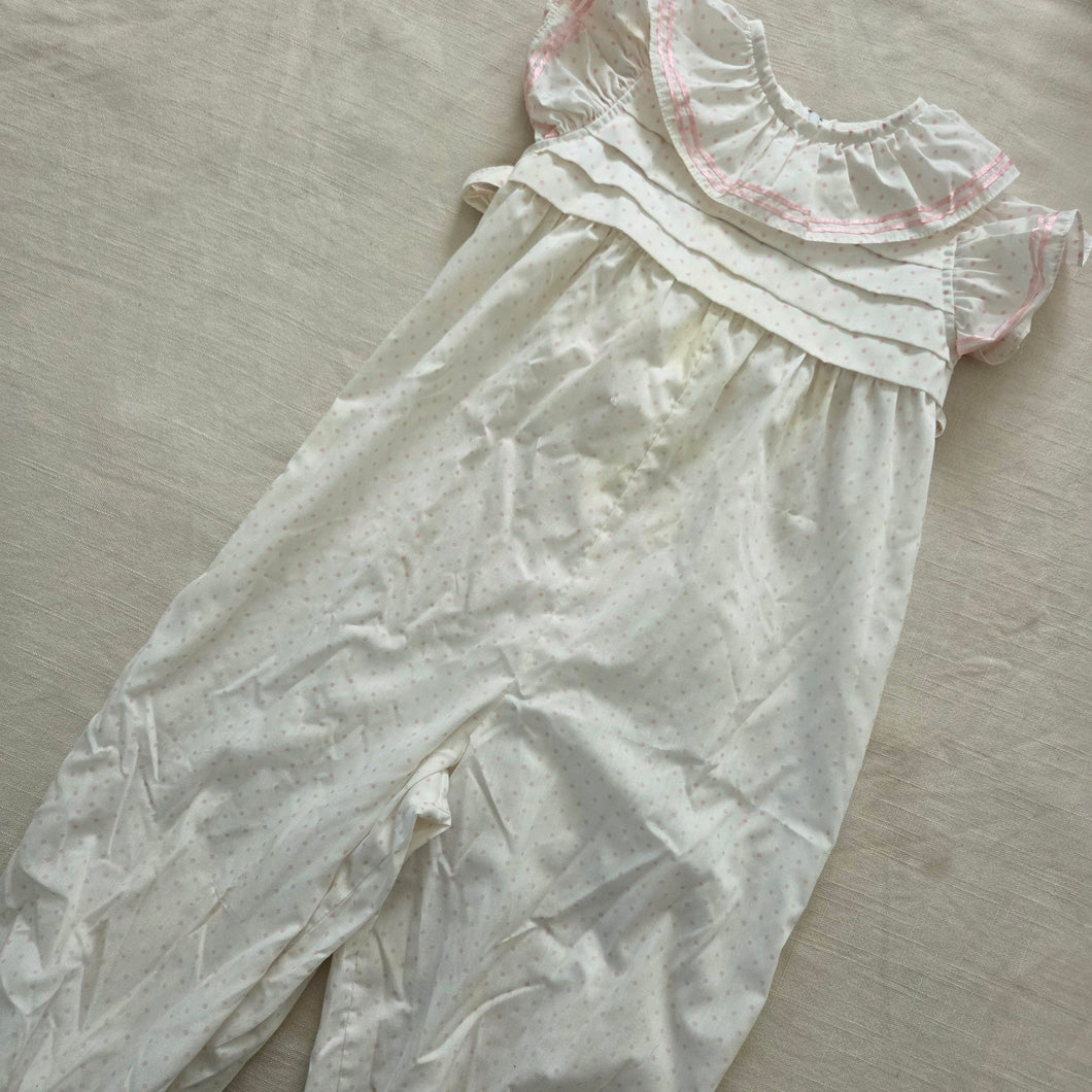 Vintage White & Pink Dotted Pantsuit 4t