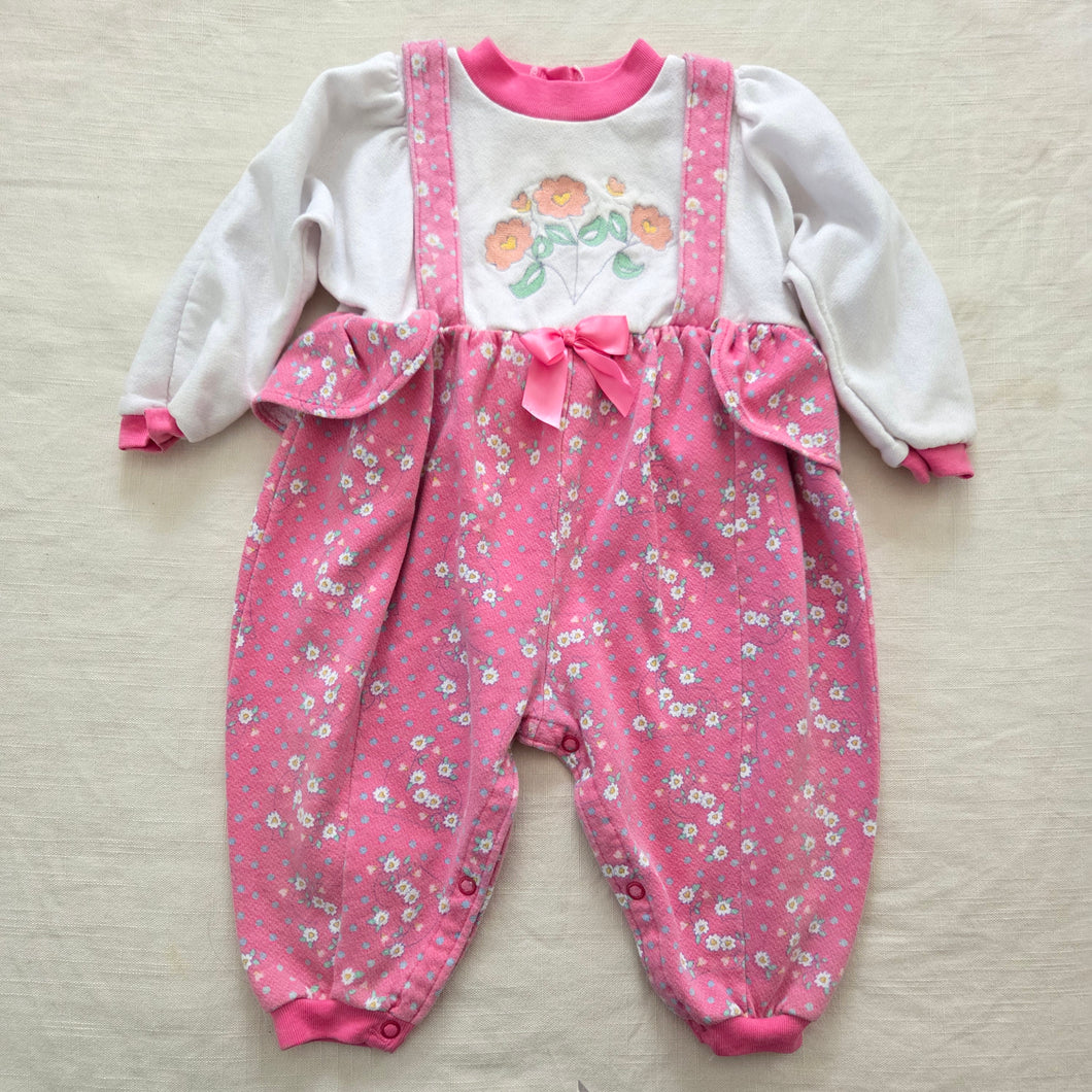 Vintage Floral Ruffle Waist Bodysuit 18 months