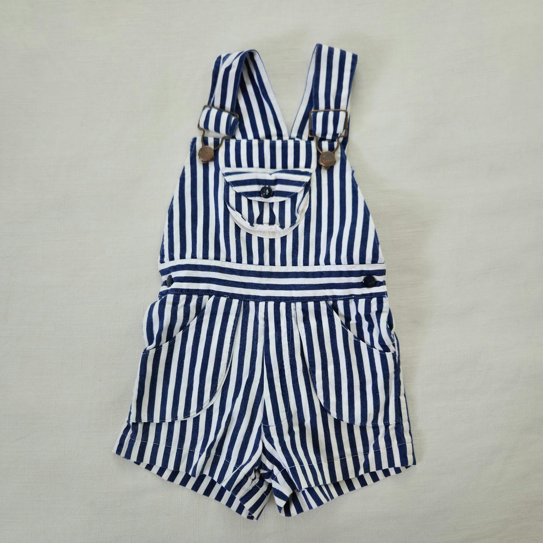 Vintage Navy + White Striped Shortalls 2t/3t