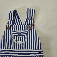 Load image into Gallery viewer, Vintage Navy + White Striped Shortalls 2t/3t
