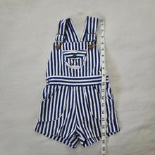 Load image into Gallery viewer, Vintage Navy + White Striped Shortalls 2t/3t
