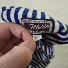 Load image into Gallery viewer, Vintage Navy + White Striped Shortalls 2t/3t
